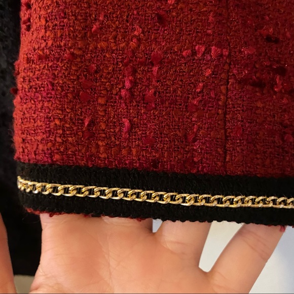 Mango Tweed Red Black Jacket L - Picture 11 of 12